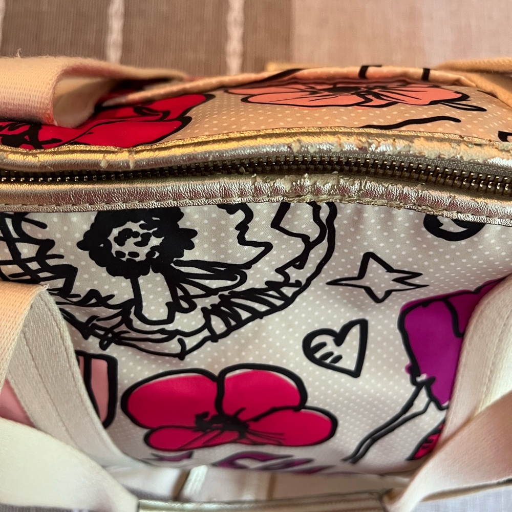🌸🌺Coach Floral Print Nylon Tote Bag Pink Multi Weekender Crossbody - Picture 10 of 13